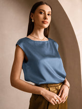 [Aito Petrooli] SilkSilky-FI Cap Sleeve Round Neck Naisten T-paita 001