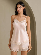 [Pinkki] SilkSilky-FI Spaghetti Strap V Neck Camisole Setti 001