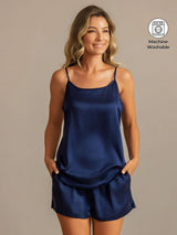 [Tummansininen] SilkSilky-FI 19Momme Camisole Set 001