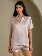 [Varjonharmaa] SilkSilky-FI Short Sleeve Notkokaulus Naisten Pyjamat 003