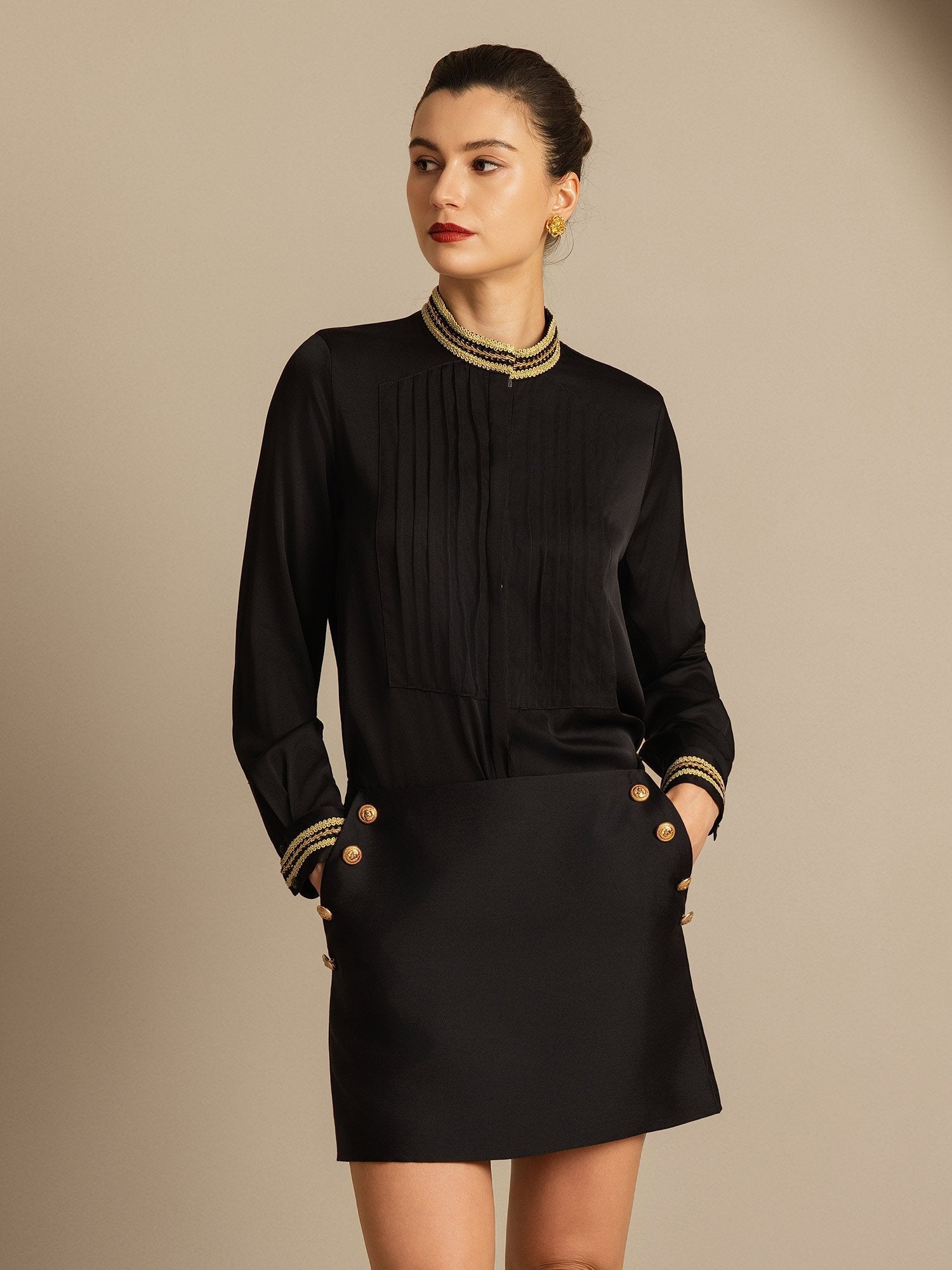 [Musta] SilkSilky-FI 32Momme Silk-Wool Blend Skirt 008,