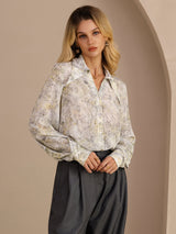 [Salvia Kukka] SilkSilky-FI Long Sleeve Lapel Collar Pusero 003