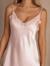 [Pinkki] SilkSilky-FI Spaghetti Strap V Neck Yöpaita 004