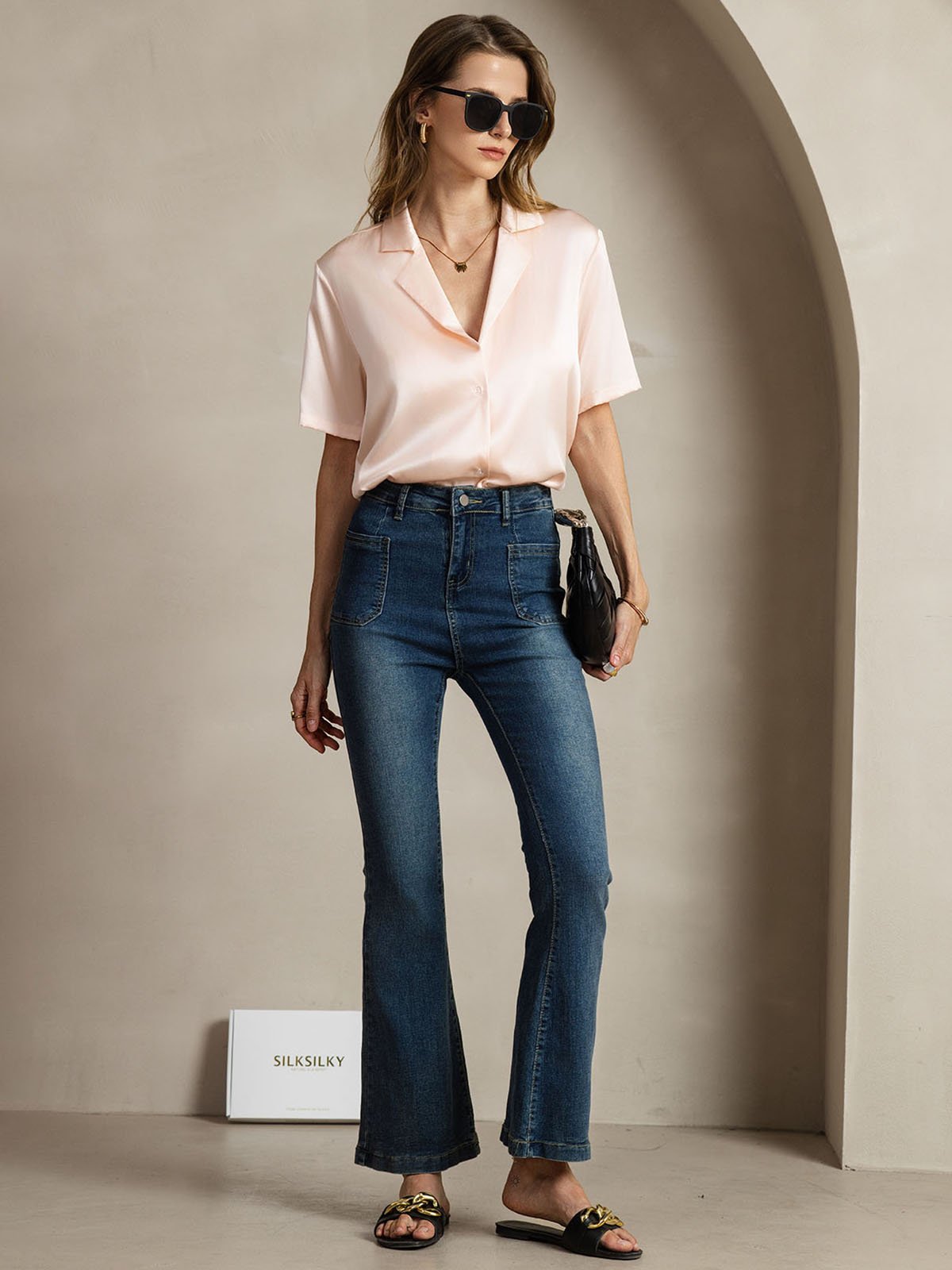 [Pinkki] SilkSilky-FI 19Momme Womens Shirt 008