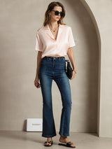 [Pinkki] SilkSilky-FI Short Sleeve Notkokaulus Naisten paita 007