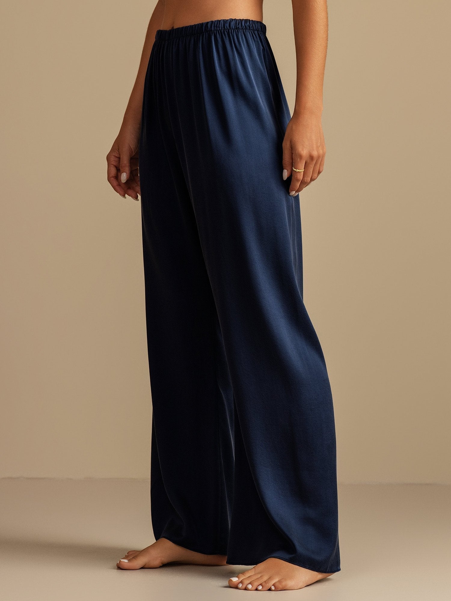 [Tummansininen] SilkSilky-FI 19Momme Womens Sleep Bottoms 007,