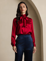 [Viini] SilkSilky-FI Long Sleeve Tie Neck Pusero 007