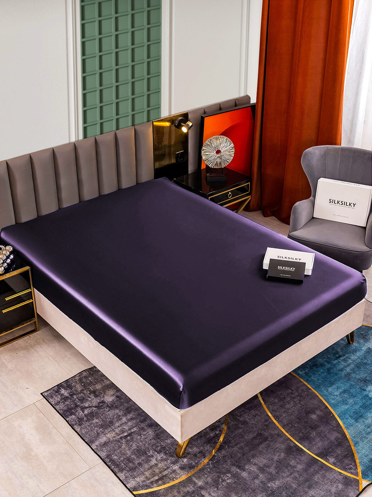 [Tumma Violetti] SilkSilky-FI 25Momme Sheet 001