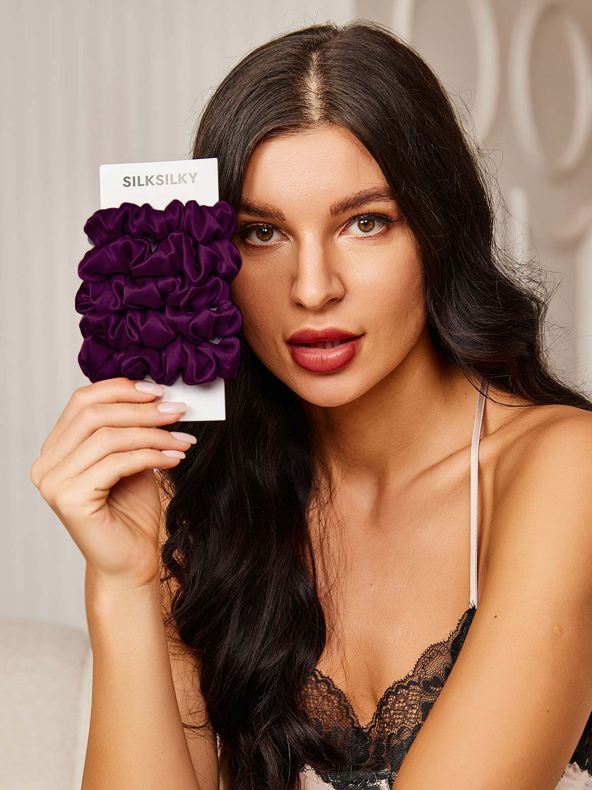 [Tumma Violetti] SilkSilky-FI 19Momme Scrunchie 002