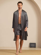 [Musta Ginkgo] SilkSilky-FI Long Sleeve Miesten Pyjamat 004