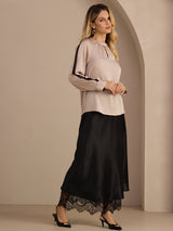 [Tan] SilkSilky-FI Long Sleeve Keyhole Neck Naisten Puserot 006