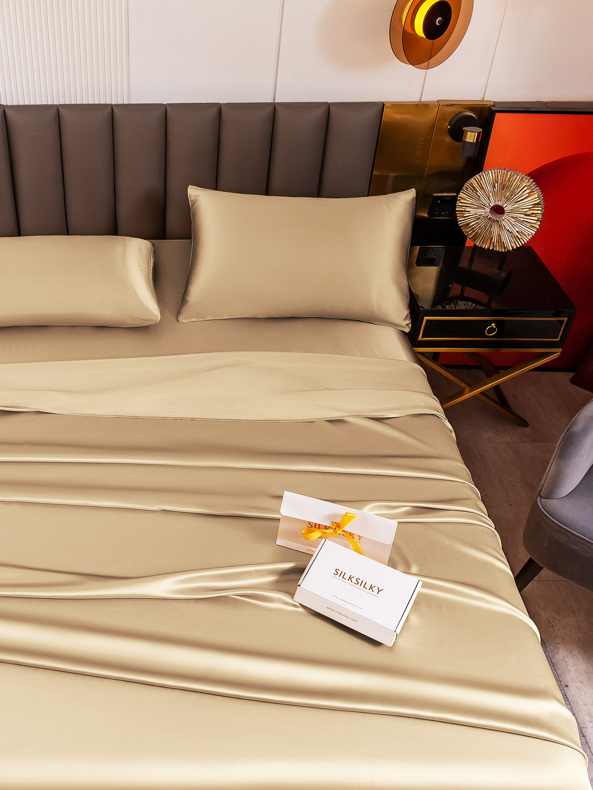 [Beige] SilkSilky-FI 19Momme Bedding Set 003