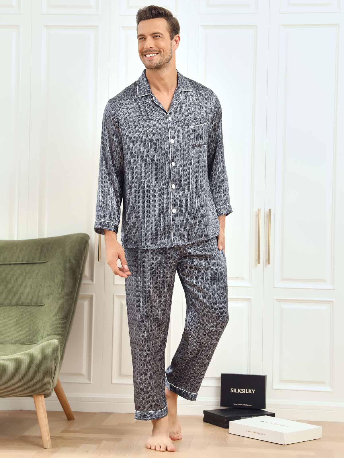[Laivasto Ginkgo] SilkSilky-FI 19Momme Mens Pajamas 005