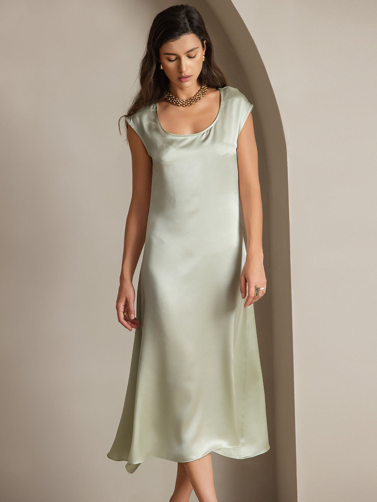 [Vaaleanvihreä] SilkSilky-FI 19Momme Dress 004