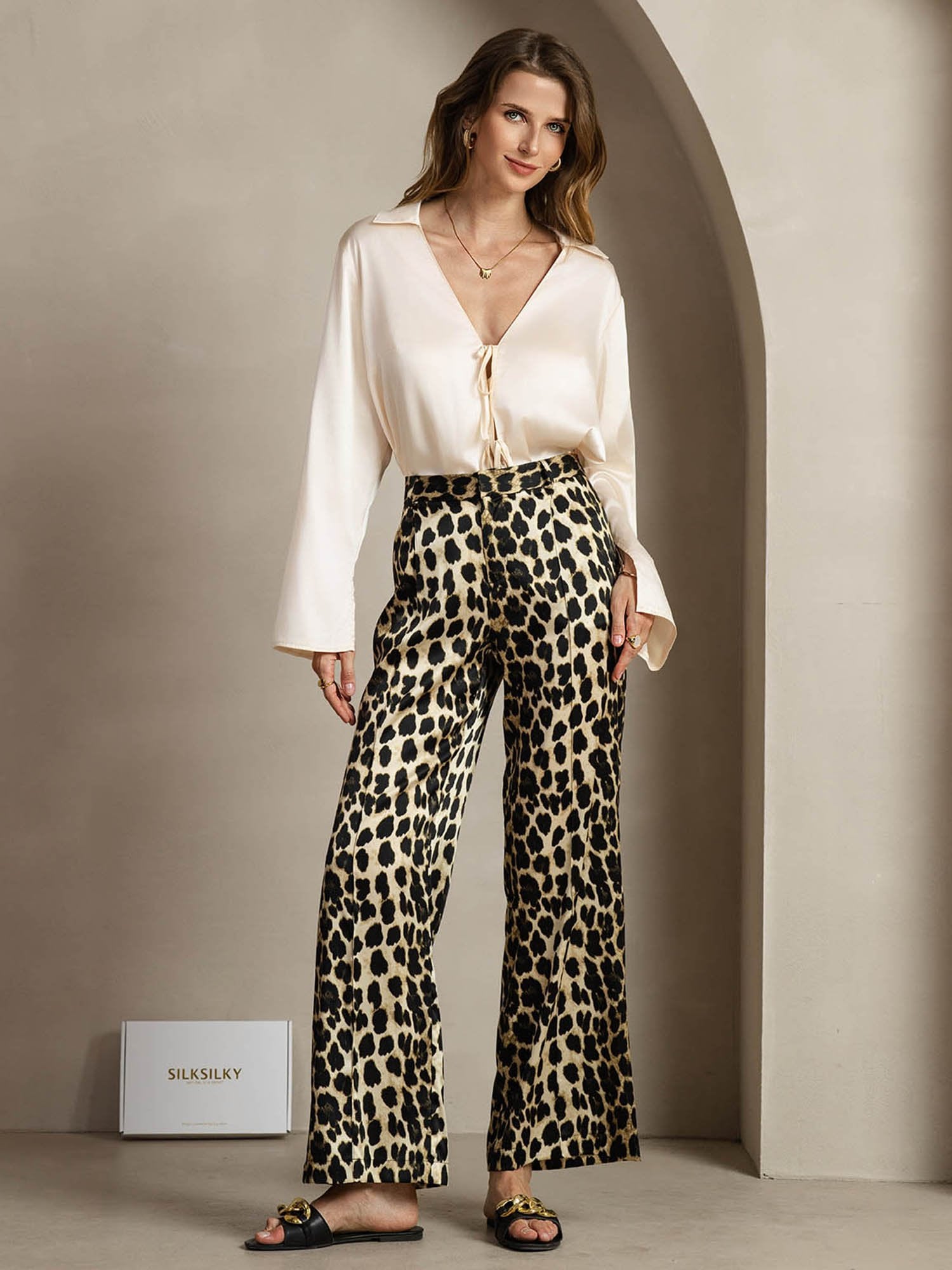 [Leopardi] SilkSilky-FI 19Momme Womens Pants 004