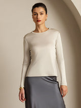 [Harmaa] SilkSilky-FI Long Sleeve Crew Neck Naisten T-paita 013