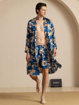 [Navy Lohikäärme] SilkSilky-FI Long Sleeve Miesten Pyjamat 001