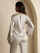 [Vaalean Harmaa] SilkSilky-FI Long Sleeve Boat Neck Pusero 002