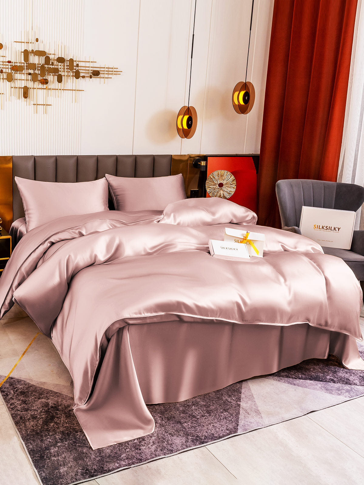 [Vaalean Mauve] SilkSilky-FI 19Momme Bedding Set 003