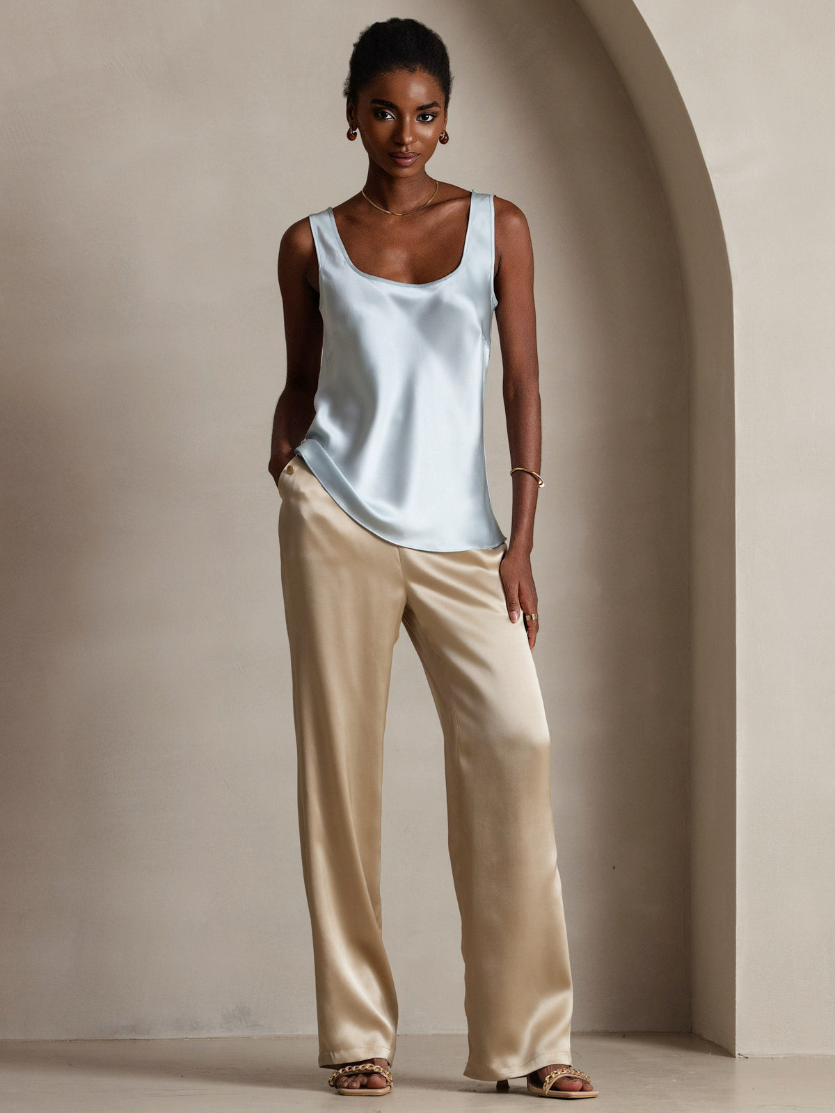 [Vaaleansininen] SilkSilky-FI 19Momme Camisoles 001