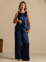 [Tummansininen] SilkSilky-FI Sleeveless Scoop Neck Camisole Top 005