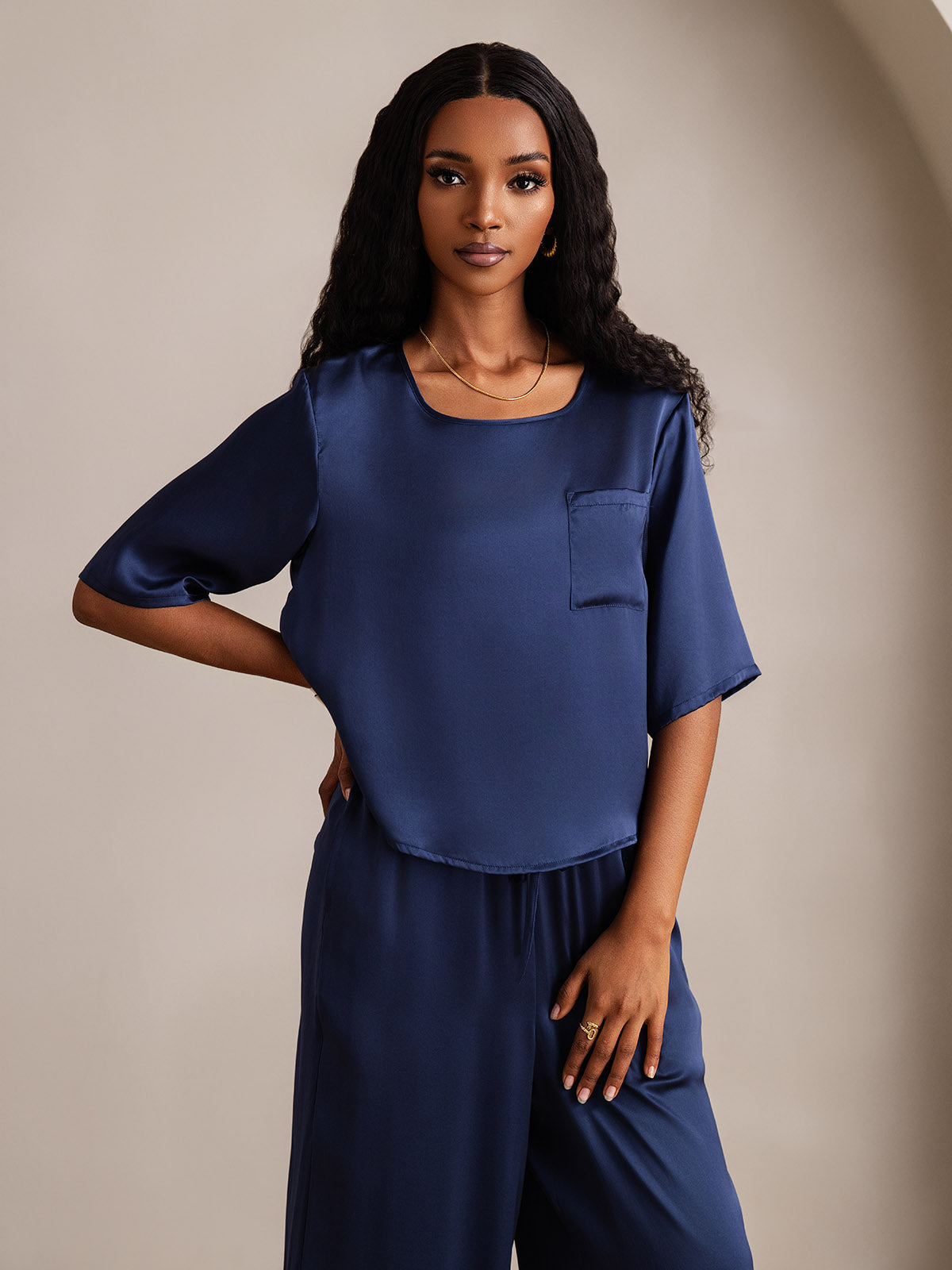[Tummansininen] SilkSilky-FI Womens Pajamas 007