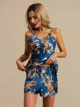 [Navy Lohikäärme] SilkSilky-FI Spagettihihna V Neck Camisole Setti 004
