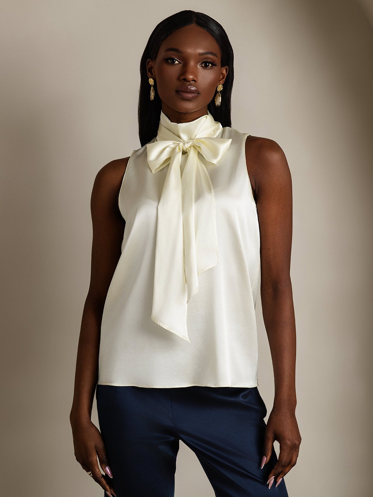 SilkSilky-FI 19Momme Womens Shirt Norsunluu 001