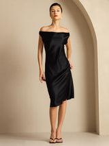 [Musta] SilkSilky-FI Sleeveless Cowl Neck Mekko 001