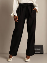 [Musta] SilkSilky-FI 32Momme Silk-Wool Blend Womens Pants 006