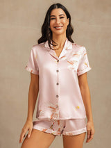 [Pinkki] SilkSilky-FI Short Sleeve Notkokaulus Naisten Pyjamat 001