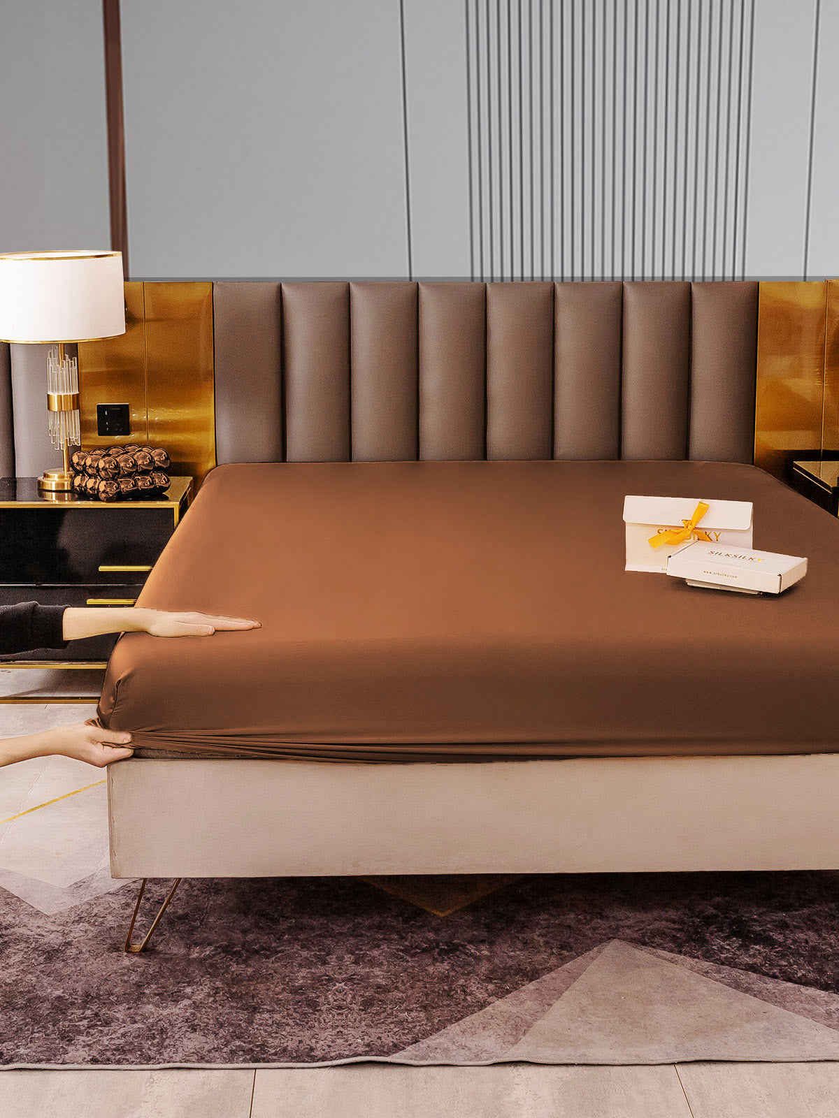 [Kahvi] SilkSilky-FI 22Momme Pure Silk Sheet 006