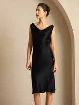 [Musta] SilkSilky-FI Sleeveless Cowl Neck Mekko 007