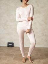 [Vaalea Pinkki] SilkSilky-FI Long Sleeve Round Neck Naisten Pitkät Alusvaatteet 004
