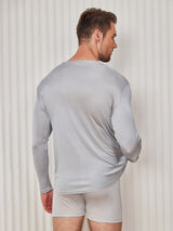 [Vaalean Harmaa] SilkSilky-FI Long Sleeve Round Neck Miesten T-paita 002