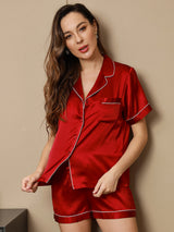 [Viini] SilkSilky-FI Lyhythihainen Notkokaulus Naisten Pyjamat 004