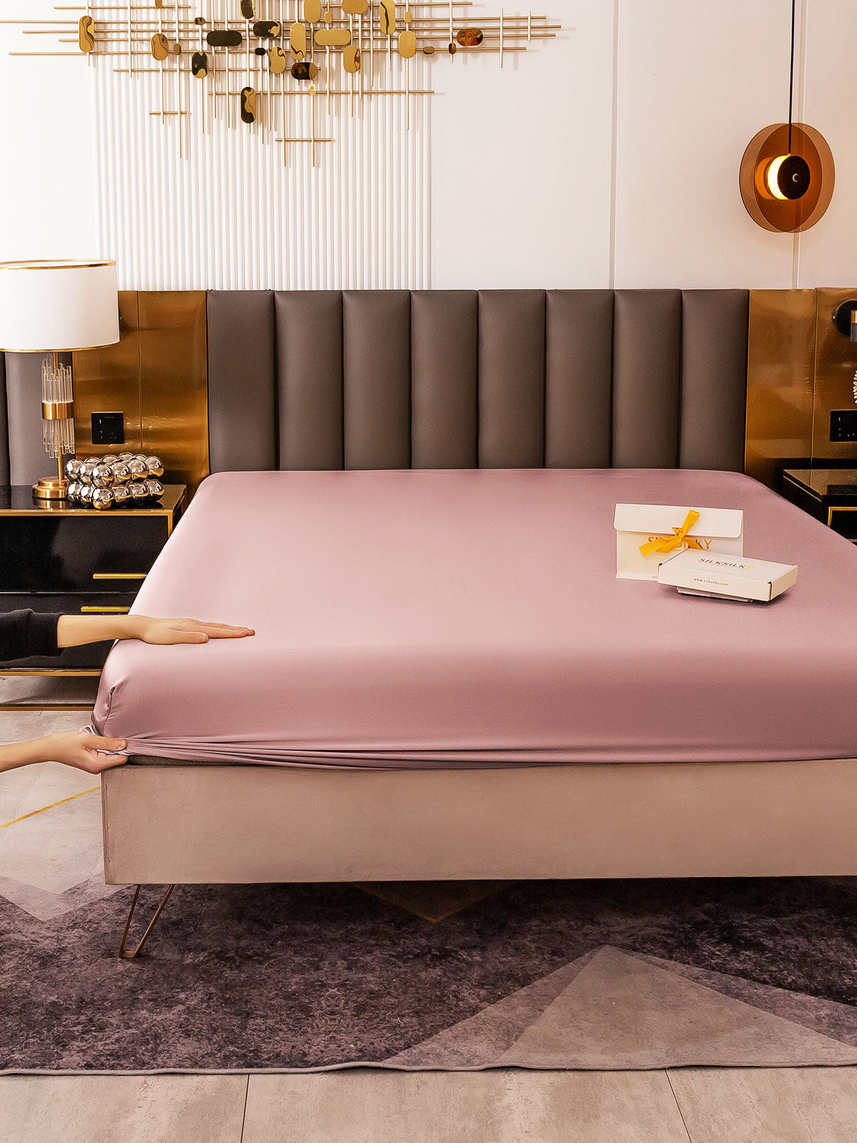 [Vaalean Mauve] SilkSilky-FI 19Momme Sheet 006