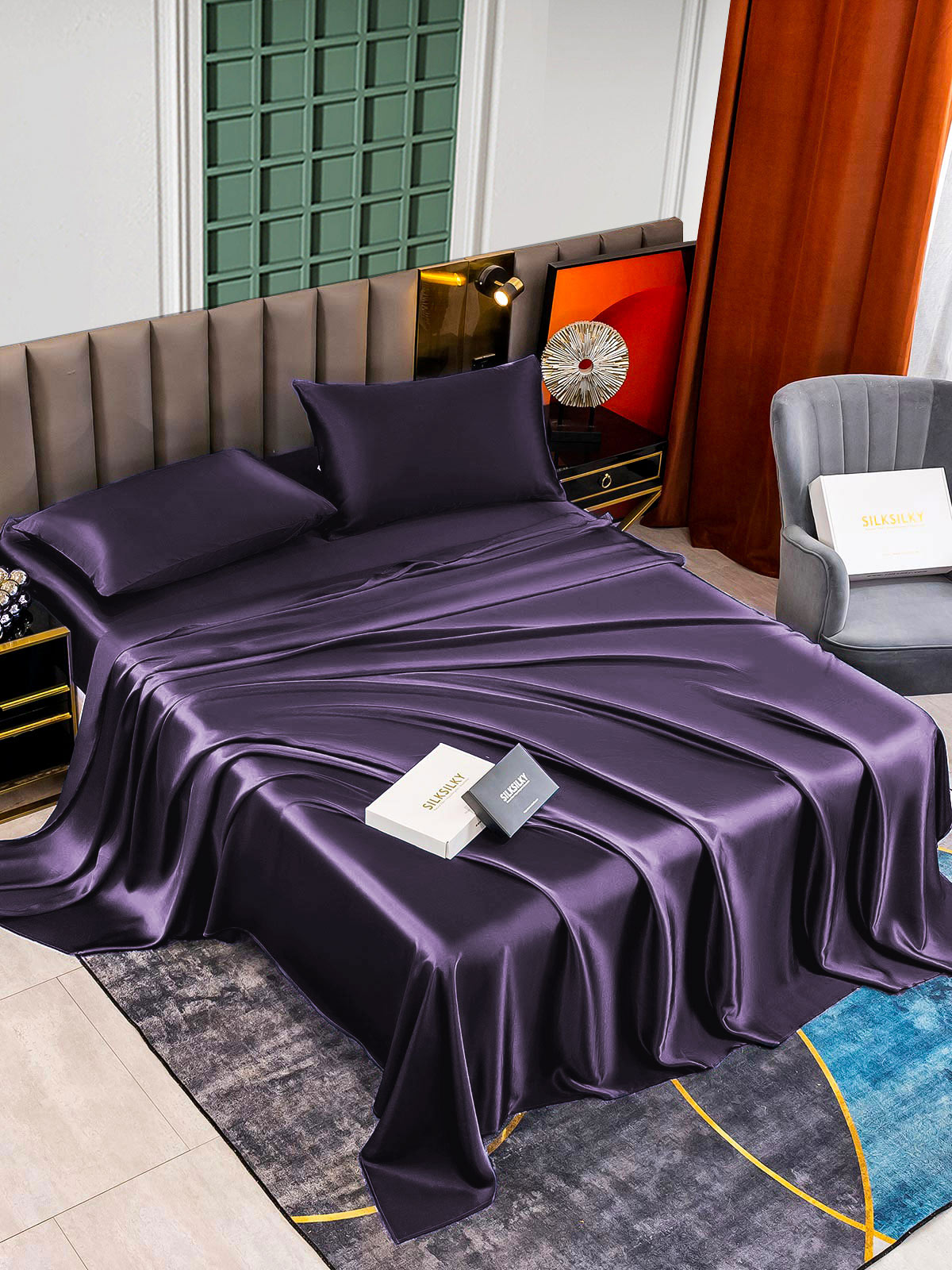 [Tumma Violetti] SilkSilky-FI 22Momme Bedding Set 002,