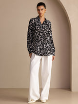 [Musta Pilkku] SilkSilky-FI Long Sleeve Lapel Collar Pusero 005