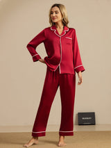[Viini] SilkSilky-FI Pitkähihainen Notkokaulus Naisten Pyjamat 001