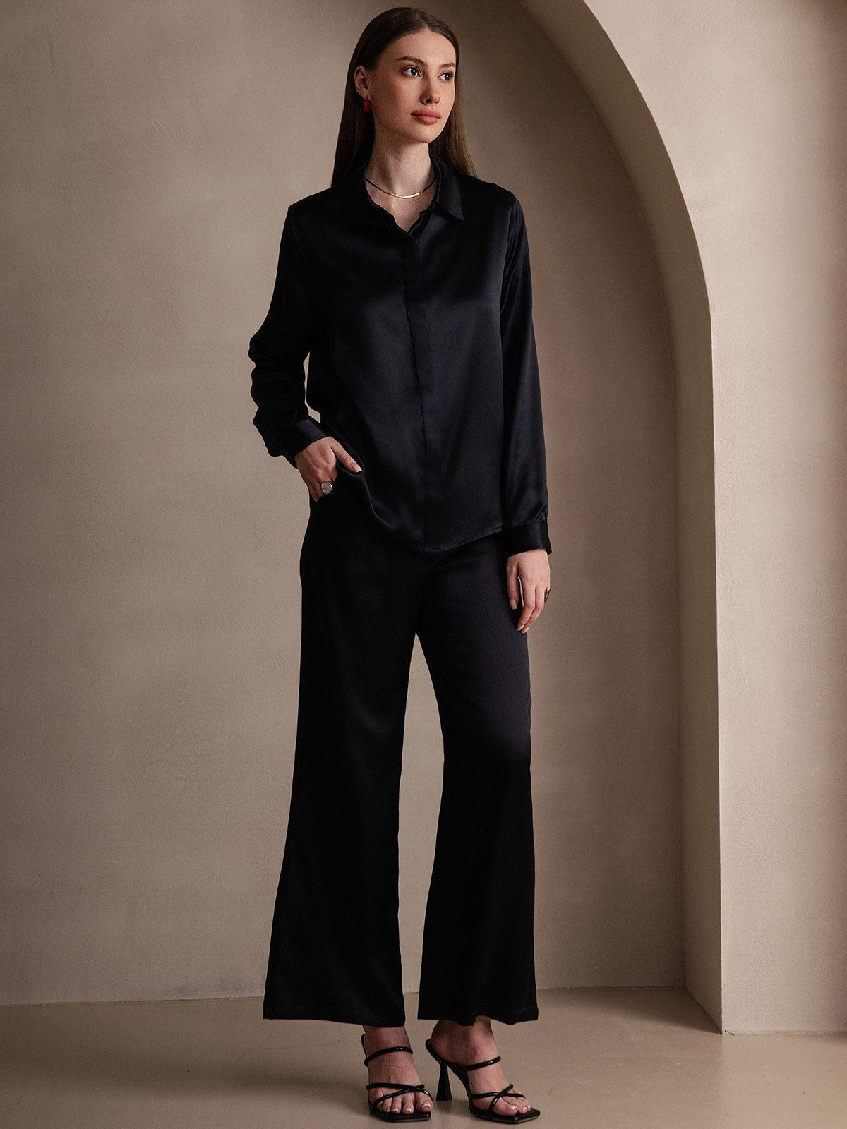 [Musta] SilkSilky-FI 19Momme Womens Shirt 006