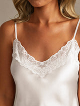 [Valkoinen] SilkSilky-FI Spaghetti Strap V Neck Camisole Setti 004