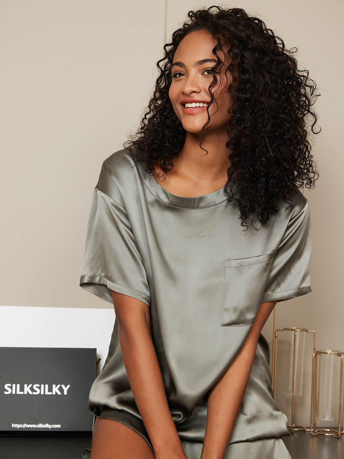 SilkSilky-FI Womens Pajamas Harmaanvihreä 006