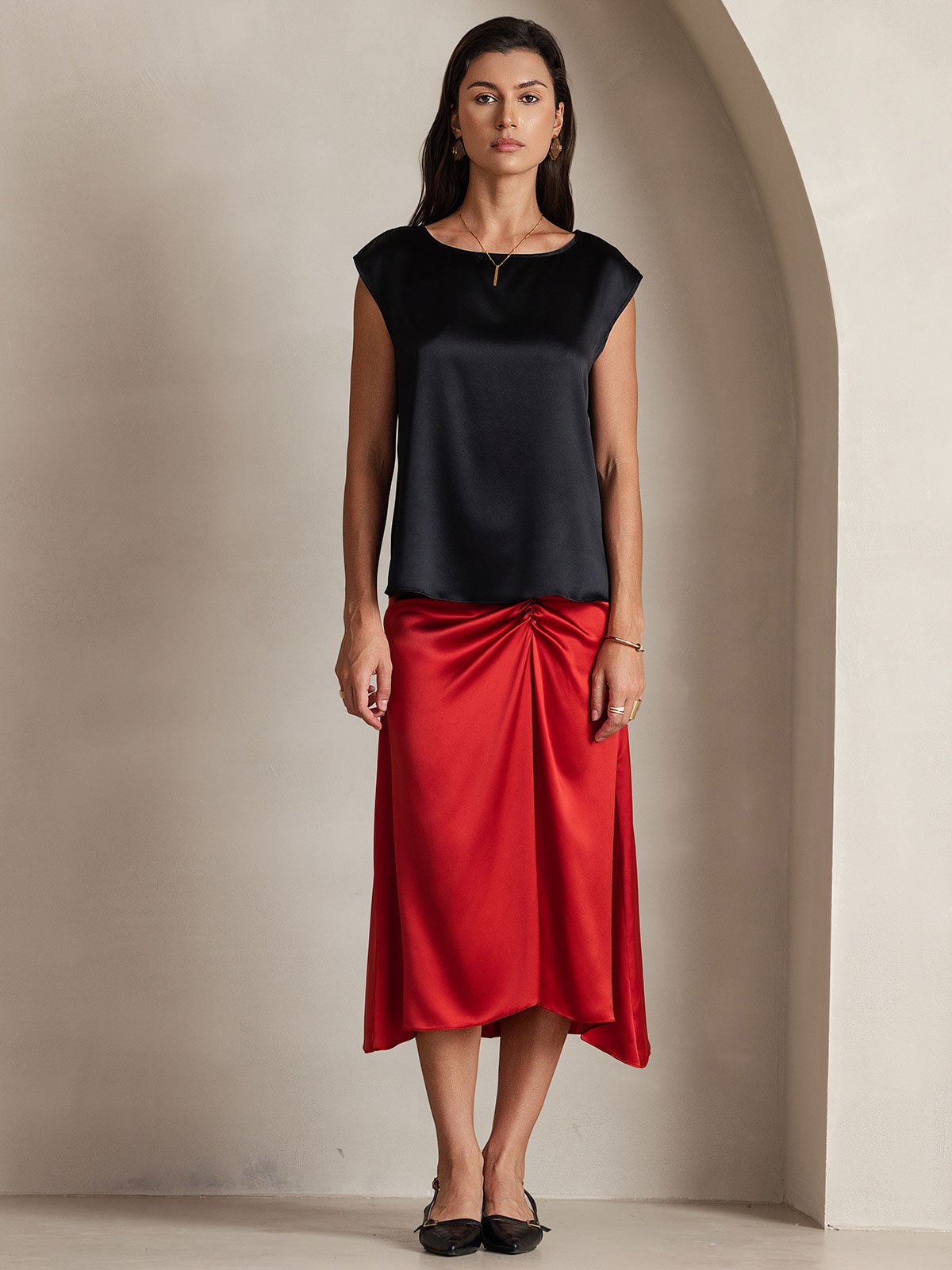 [Musta] SilkSilky-FI 19Momme Womens T-Shirt 004