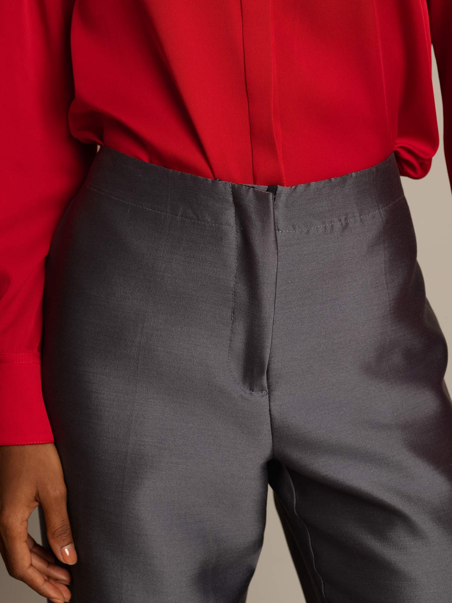 [Harmaa] SilkSilky-FI 32Momme Silk-Wool Blend Womens Pants 004,