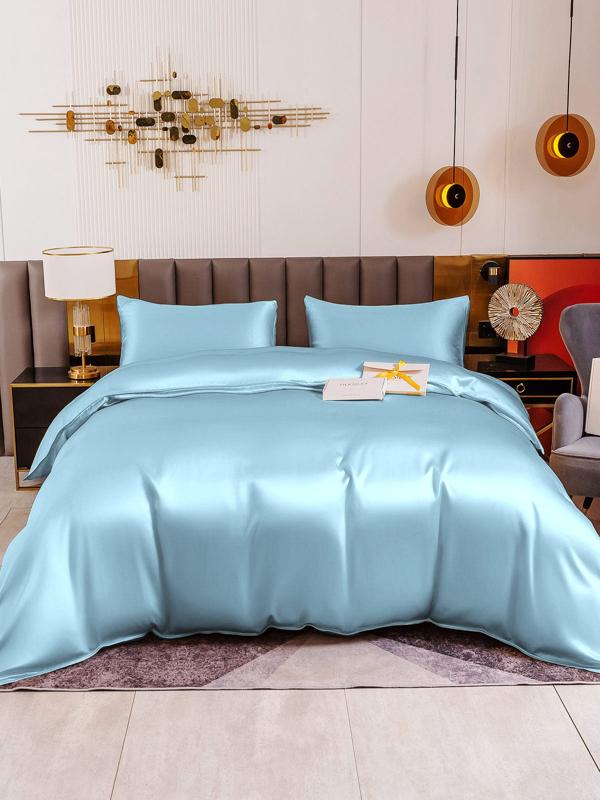 [Vaaleansininen] SilkSilky-FI 19Momme Bedding Set 002