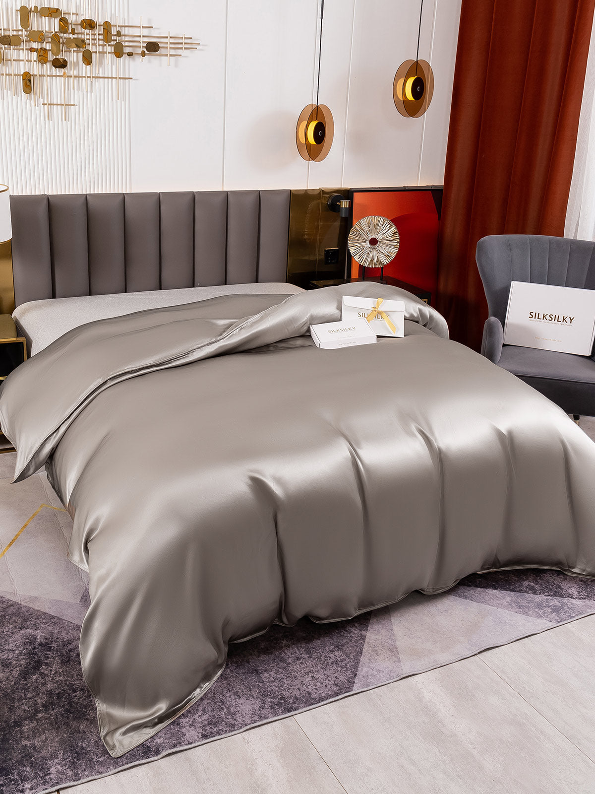 [Harmaa] SilkSilky-FI 19Momme Duvet Covers 001
