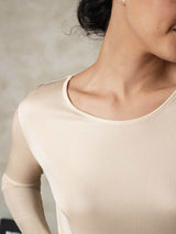 [Tan] SilkSilky-FI Long Sleeve Round Neck Naisten Pitkät Alusvaatteet 005
