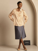[Kukka] SilkSilky-FI Long Sleeve Lapel Collar Naisten paita 006