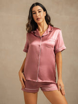 [Vaalean Mauve] SilkSilky-FI Short Sleeve Notkokaulus Naisten Pyjamat 003